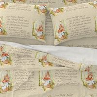 Mother Rabbit - Peter Rabbit decorative pillow - Kraft / Light Tan Scrolls