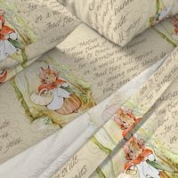 Mother Rabbit - Peter Rabbit decorative pillow - Kraft / Light Tan Scrolls