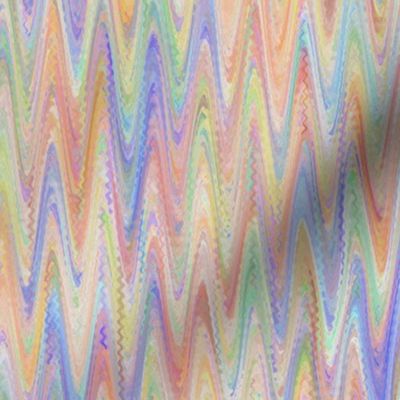 WATERCOLOR MARBLED PAPER CHEVRON ORANGE CORAL PERIWINKLE BLUE