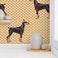 Doberman Pinscher on Beige Pawprints