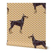 Doberman Pinscher on Beige Pawprints