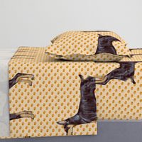 Doberman Pinscher for Pillow on Beige Pawprints