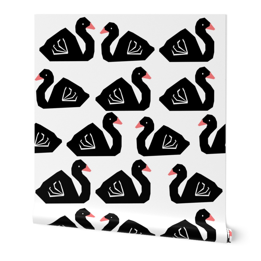 swan fabric girls baby nursery design black and white fabric print swans birds girls