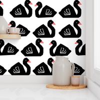 swan fabric girls baby nursery design black and white fabric print swans birds girls