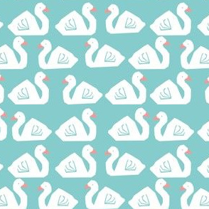 swan fabric girls baby nursery design girls birds swans design blue