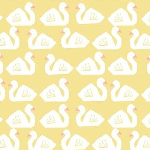 swan fabric girls baby nursery design girls birds swans design yellow