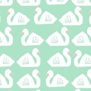 swan fabric girls baby nursery design girls birds swans design mint