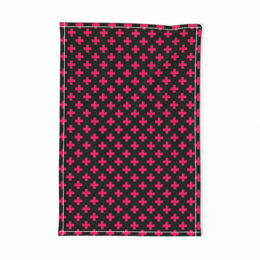 Hot Neon Pink Crosses on Black