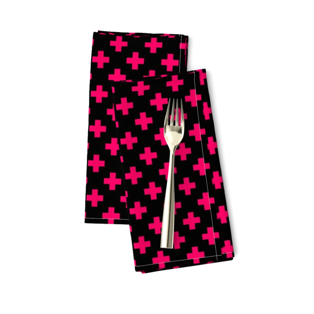 Hot Neon Pink Crosses on Black