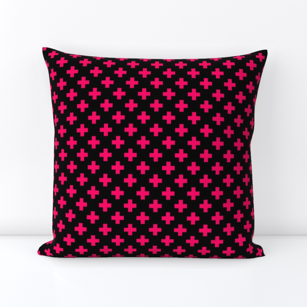 Hot Neon Pink Crosses on Black