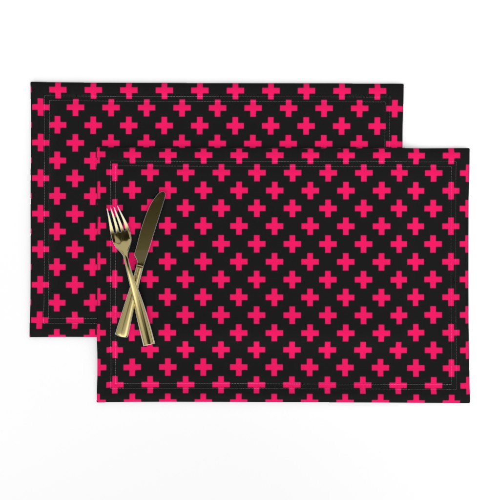 Hot Neon Pink Crosses on Black