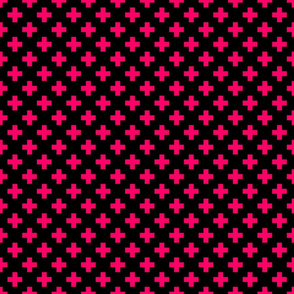 Hot Neon Pink Crosses on Black