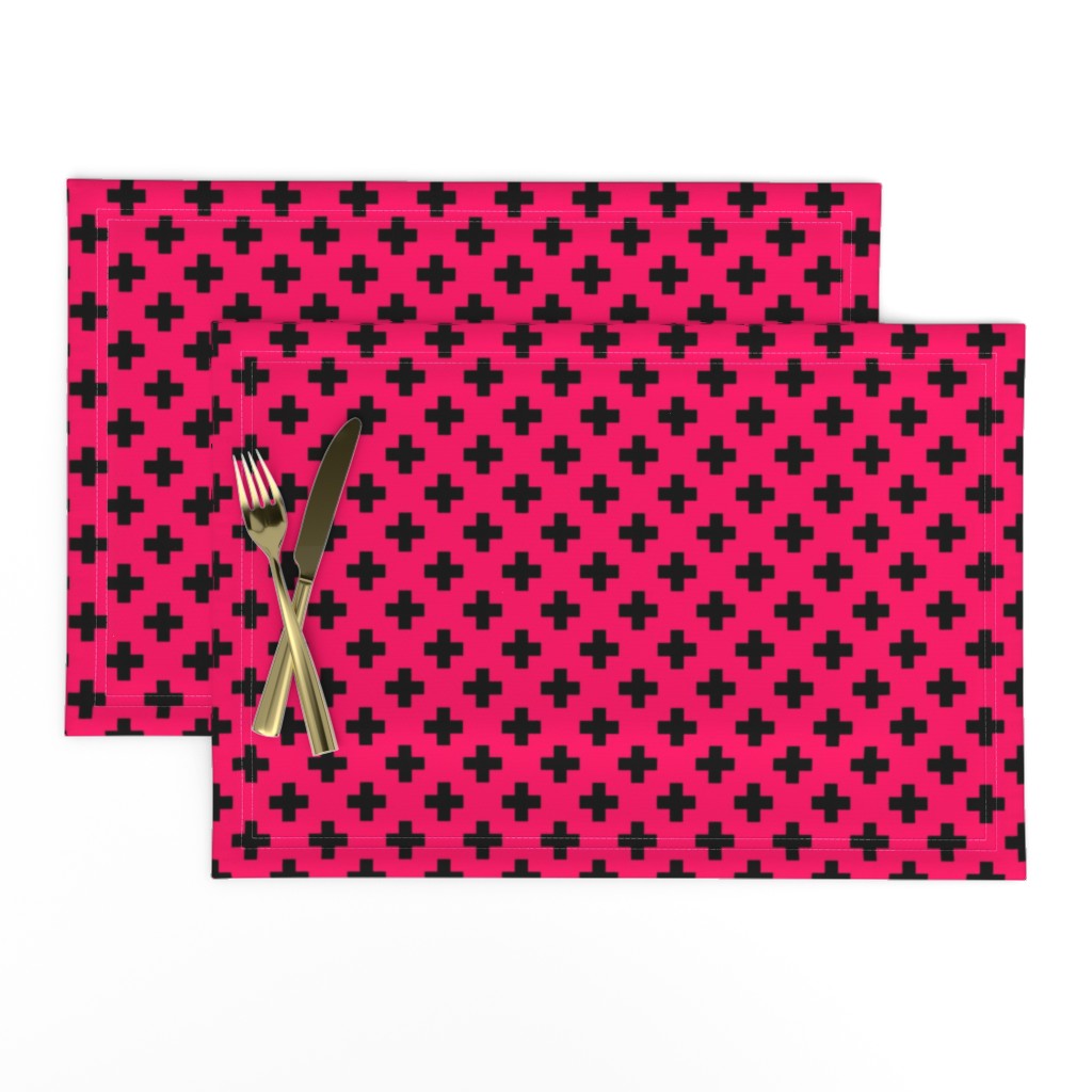 Black Crosses on Hot Neon Pink