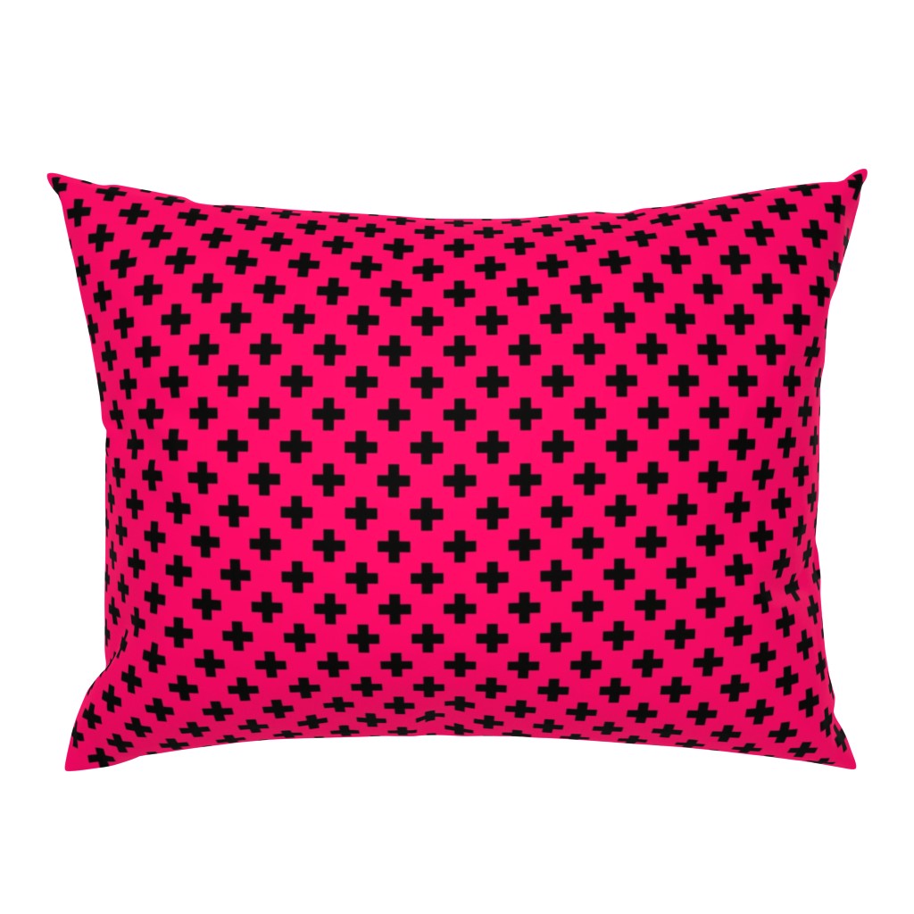 Black Crosses on Hot Neon Pink