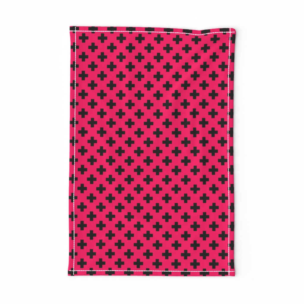 Black Crosses on Hot Neon Pink