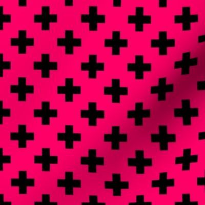 Black Crosses on Hot Neon Pink