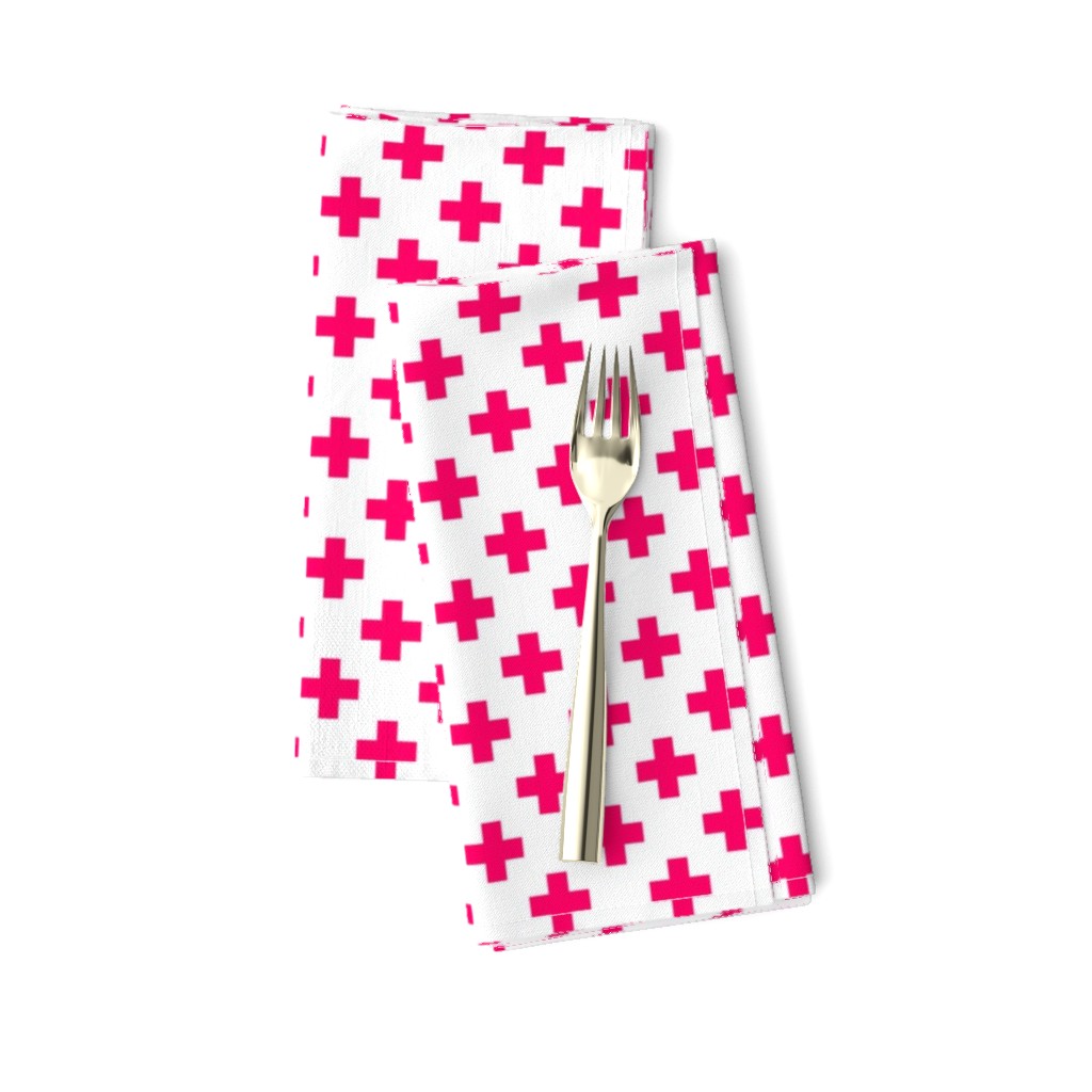 Hot Neon Pink Crosses on White
