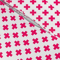 Hot Neon Pink Crosses on White