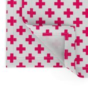 Hot Neon Pink Crosses on White