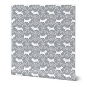 Basset Hound floral silhouette grey