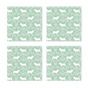 Basset Hound floral silhouette mint