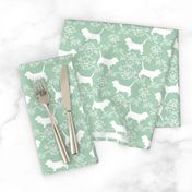 Basset Hound floral silhouette mint