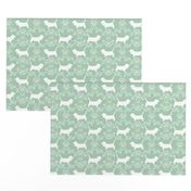 Basset Hound floral silhouette mint