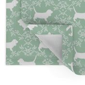 Basset Hound floral silhouette mint