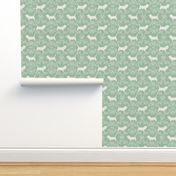 Basset Hound floral silhouette mint