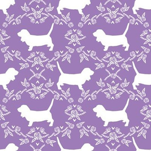 Basset Hound floral silhouette purple