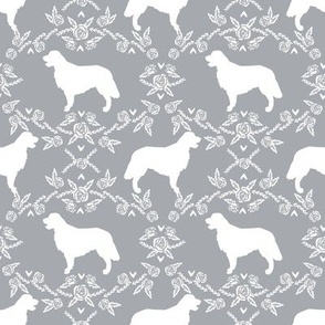 Golden Retriever floral silhouette grey