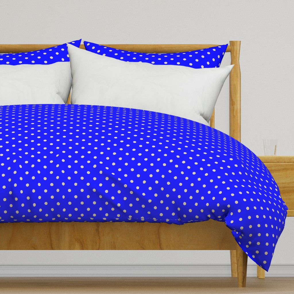 Beige Tan Polka Dots on Royal Blue