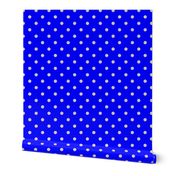 Beige Tan Polka Dots on Royal Blue