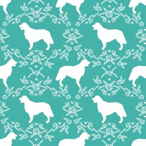 Golden Retriever floral silhouette turquoise