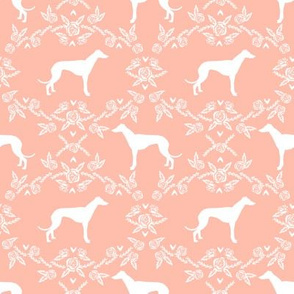 Greyhound floral silhouette dog fabric pattern peach