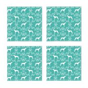 Greyhound floral silhouette dog fabric pattern turquoise