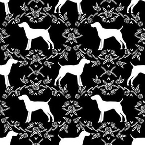 German Shorthair Pointer dog breed silhouette fabric floral black