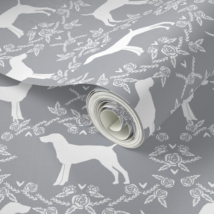 German Shorthair Pointer dog breed silhouette fabric floral grey