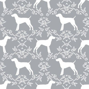 German Shorthair Pointer dog breed silhouette fabric floral grey