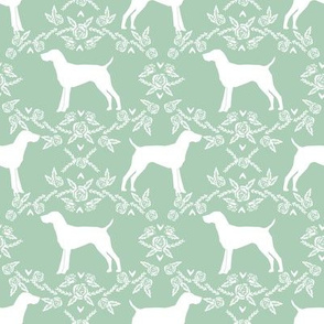 German Shorthair Pointer dog breed silhouette fabric floral mint