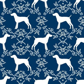 German Shorthair Pointer dog breed silhouette fabric floral navy