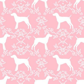 German Shorthair Pointer dog breed silhouette fabric floral pink
