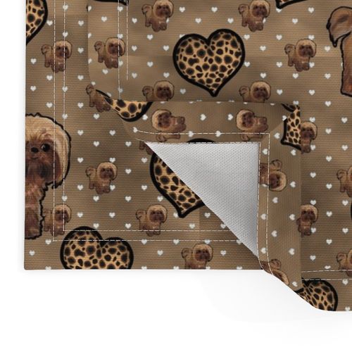 Shihtzu- Shih tzu  - Morkie Leopard hearts and multi browns Background