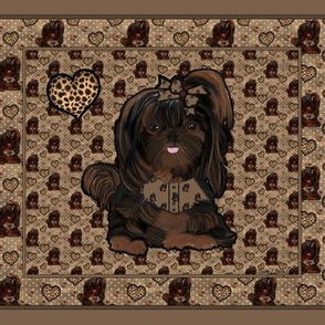 Shih Tzu Leopard Quilt Panel - 25 little squares