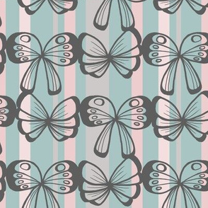 Butterfly Stripes in Pink and Teal