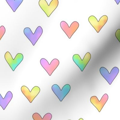 rainbow hearts on white