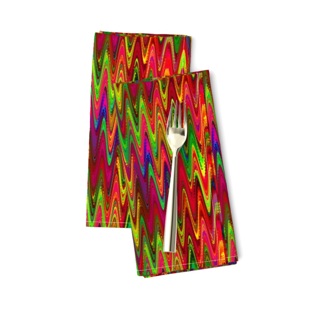 MARBLED FRIZZY CHEVRON OF PAINTED ABSTRACT ROSES NEON GLOW