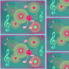 MDZ3 - Medium -  Musical Daze Tiles in Teal Green, Lime Green, Magenta and Pink
