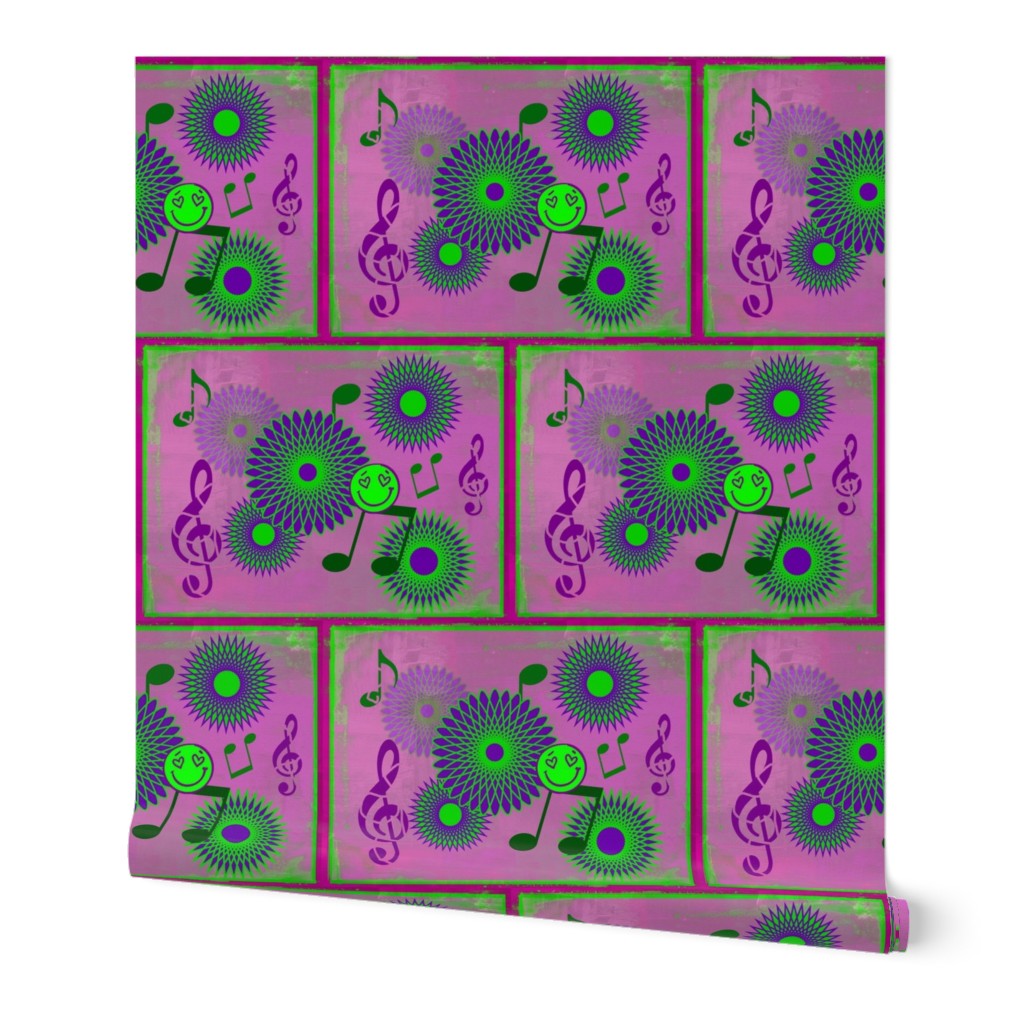MDZ5 - Medium - Musical Daze Tiles in Purple and Lime Green