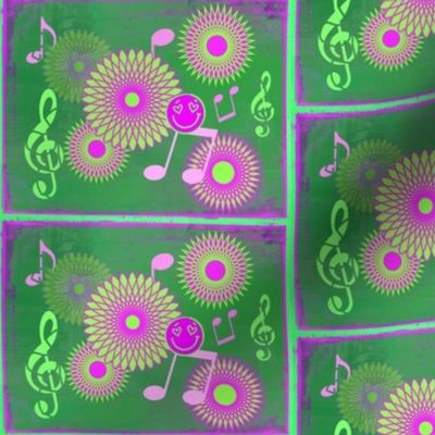 MDZ6 - Medium - Musical Daze Tiles in Magenta  and Green 